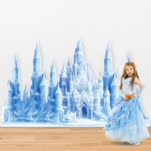 watersay snowflake castle cardboard winter snow themed party decoration blue castle photography background snowflake castle table decoration winter snowflake themed party supplies