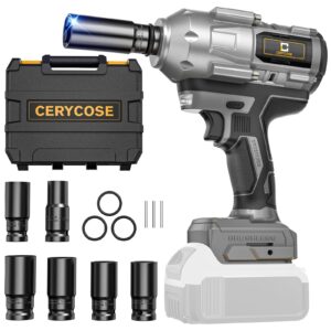 cordless impact wrench 1/2 inch for dewalt battery 900ft-lbs with 6 sockets and durable toolbox brushless impact gun includes led work light - high torque impact driver, no battery