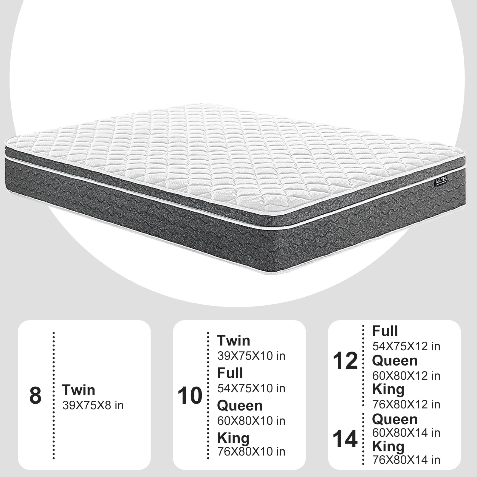 Ablyea Twin Mattress 10 Inch Twin Size Mattresses - Memory Foam & Individually Pocket Coils Springs | Pressure Relief | Motion Isolation, Edge Support | CertiPUR-US Certified | Medium Firm