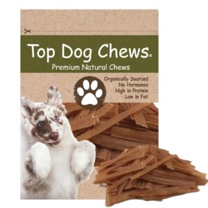 Top Dog Chews - Flat Turkey Tendons for Dogs, 10 OZ, Made in The USA, 100% Natural Chew Treats for Dental Care and Stress Relief, Puppy Training Treats for All Breeds