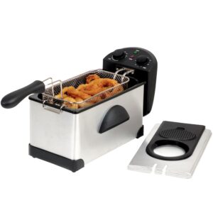 MegaChef Electric Oil Deep Fryer with Adjustable Temperature Control and Timer (3.17 Quart)