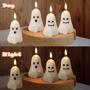 JYNTERPLAY 12 Pcs Ghost Candles Halloween Thanksgiving Decoration Cute Fun Face Spooky Wax Burning Candle Mini Shaped Handmade for Home