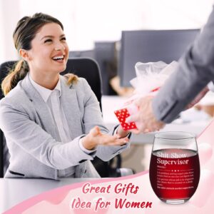 DAZLUTE Boss Lady Gifts for Women Her, Shit Show Supervisor Wine Glass, Unique Thank You Gifts for Boss Lady Women Coworker Manger Director, Boss’s Day Birthday Christmas Gifts for Supervisor, 17 OZ