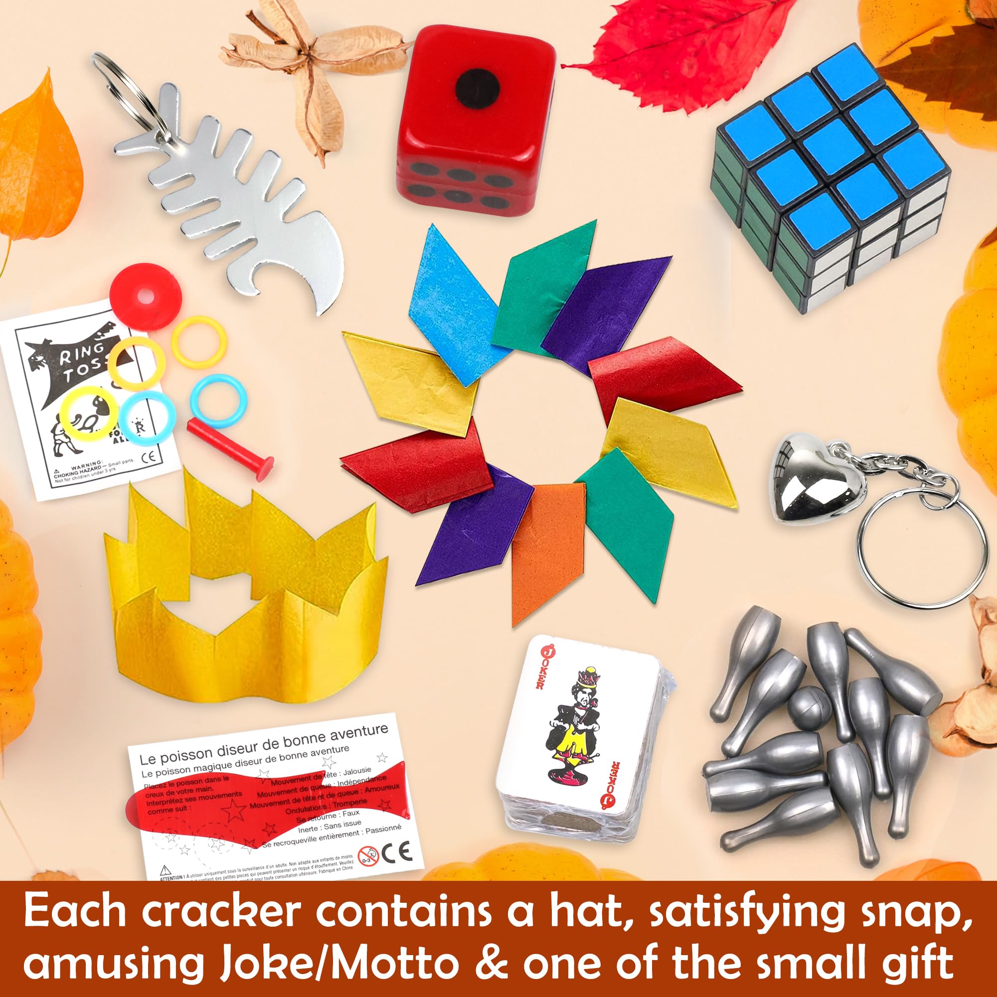 8Pack Thanksgiving Party Favors No-Snap Turkey Table Favors with Party Hat Joke & Prizes Gifts Inside for Kids Adults, Thanksgiving Party Games for Fall Thanksgiving Holiday Traditions