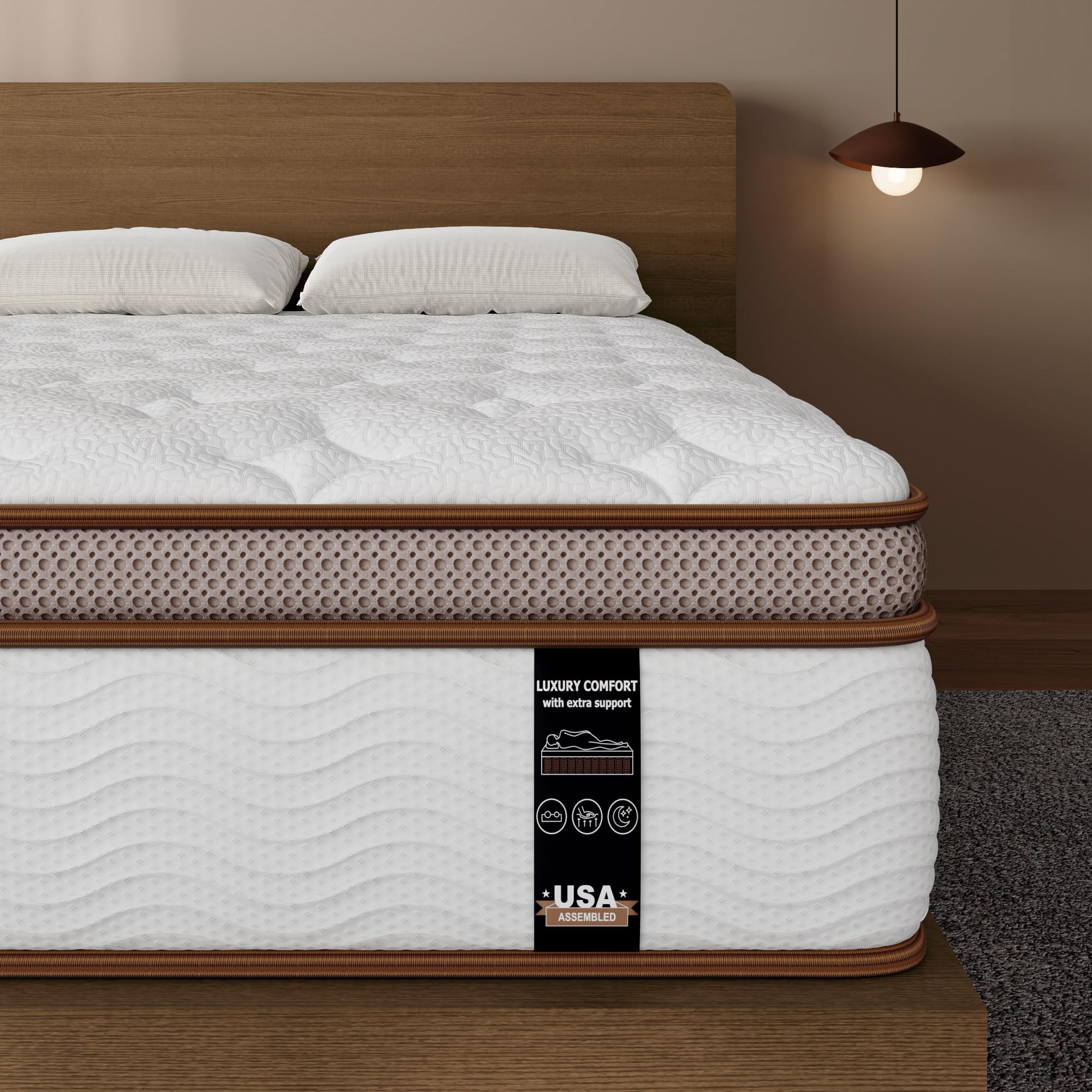 Sleepmax Plush King Mattress 14 Inch - Luxury Hybrid Mattress Posture Support - 6-Layer Design for Back Pain Relief - Soft Bed in a Box - Fiberglass Free, CertiPUR-US Certified, 365-Night Trial