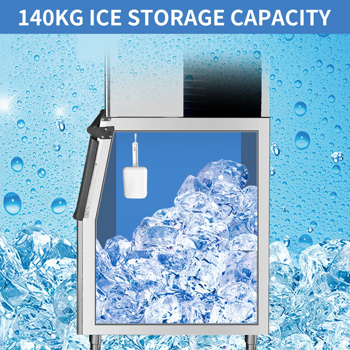 CMICE Commercial Ice Machine Maker, 350 Lbs/24H Industrial Ice Maker Machine with 308 Lbs Ice Storage, Vertical Ice Machine, Air Cooled Stainless Steel Ice Cube Maker for Bar/Cafe/Restaurant/Business