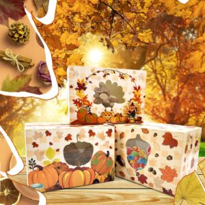 24Pcs Fall Cookie Boxes with Window, Autumn Maple Leaf Cookie Gift Cardboard Paper Treat Boxes Cookie Goody Container for Fall Harvest Wedding Thanksgiving Party Supplies