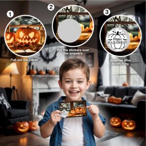 Beshoul Halloween Scratch Off Cards (50 Pack), Halloween Scratcher Tickets, Spooky Party Game for Wedding Baby Shower Birthday Supplies Decorations - A01