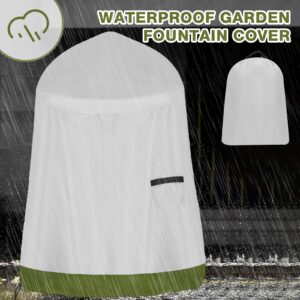 Tatuo 36"x42" Garden Fountain Covers for Winter 600d Oxford Waterproof Outdoor Fountain Covers Waterproof Outdoor Statue Covers for Indoor Furniture Outdoor Garden Fountain Statue (White, Army Green)