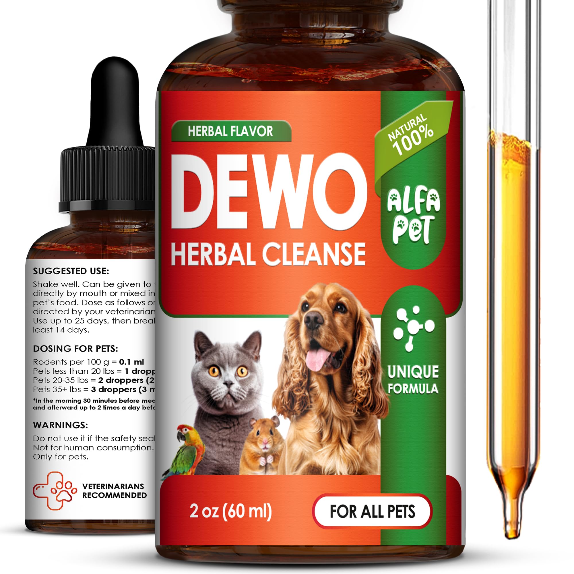 Liquid Herbal Cleanse for Cats and Dogs • Cats & Dogs Natural Broad Spectrum Cleanser • Dietary Supplement Drops for Cats and Dogs • Natural Broad Spectrum Cleanser for Pets • 2 oz