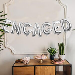 Engaged Silver Party Balloon 16Inch Engagement Aluminum Foil Letters Balloons for Woman Girls Bridal Shower Party Engagement Decorations Party Supplies