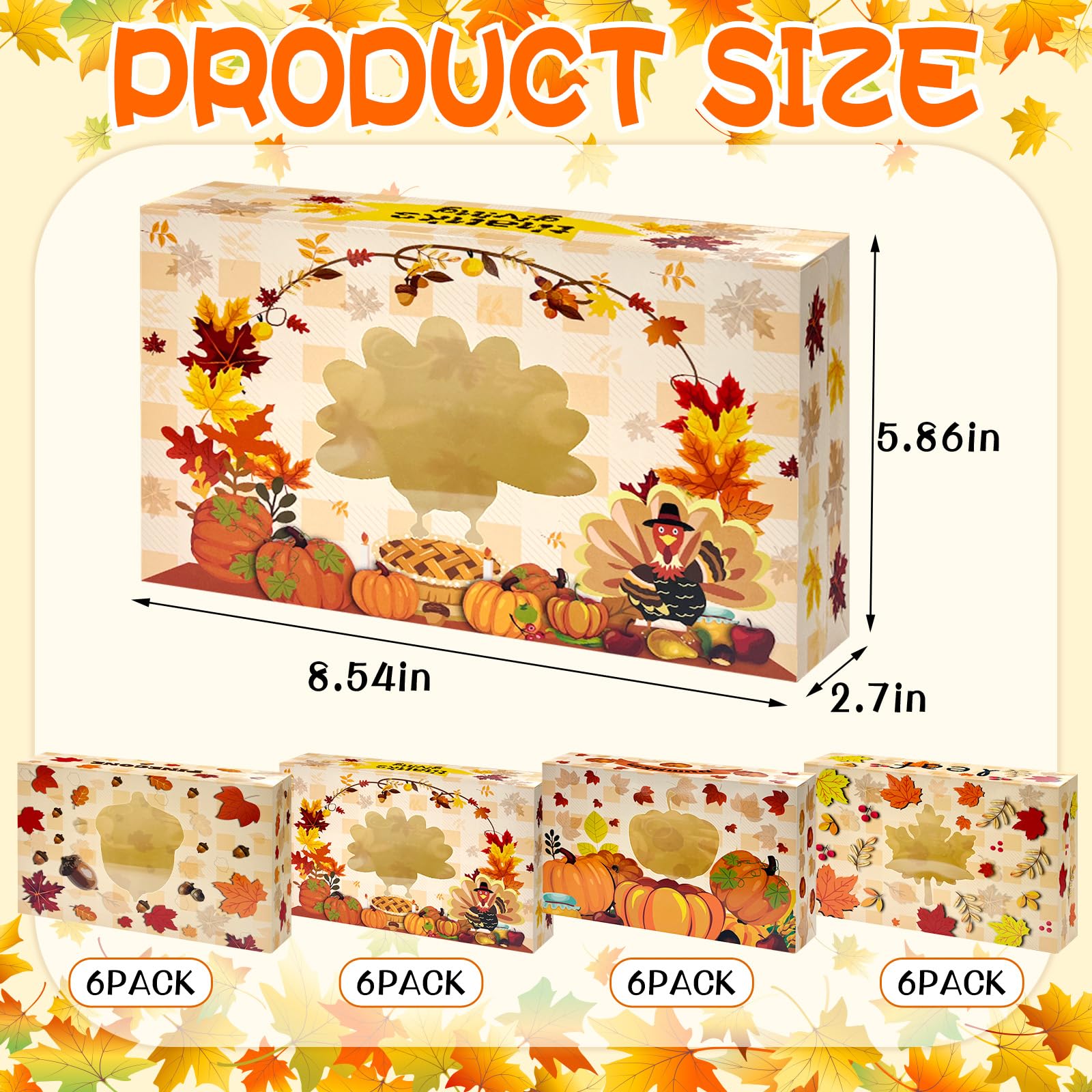 24Pcs Fall Cookie Boxes with Window, Autumn Maple Leaf Cookie Gift Cardboard Paper Treat Boxes Cookie Goody Container for Fall Harvest Wedding Thanksgiving Party Supplies