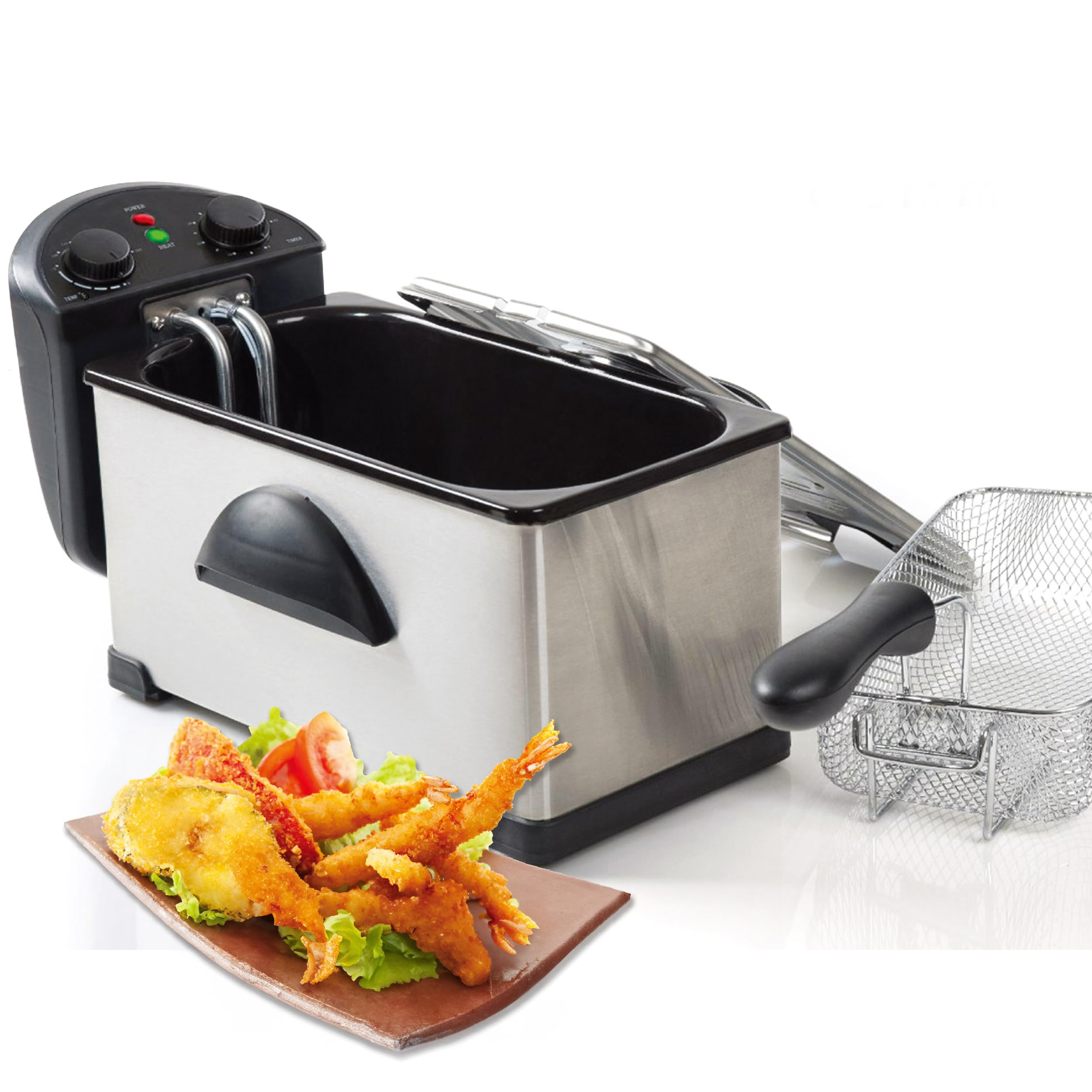 MegaChef Electric Oil Deep Fryer with Adjustable Temperature Control and Timer (3.17 Quart)