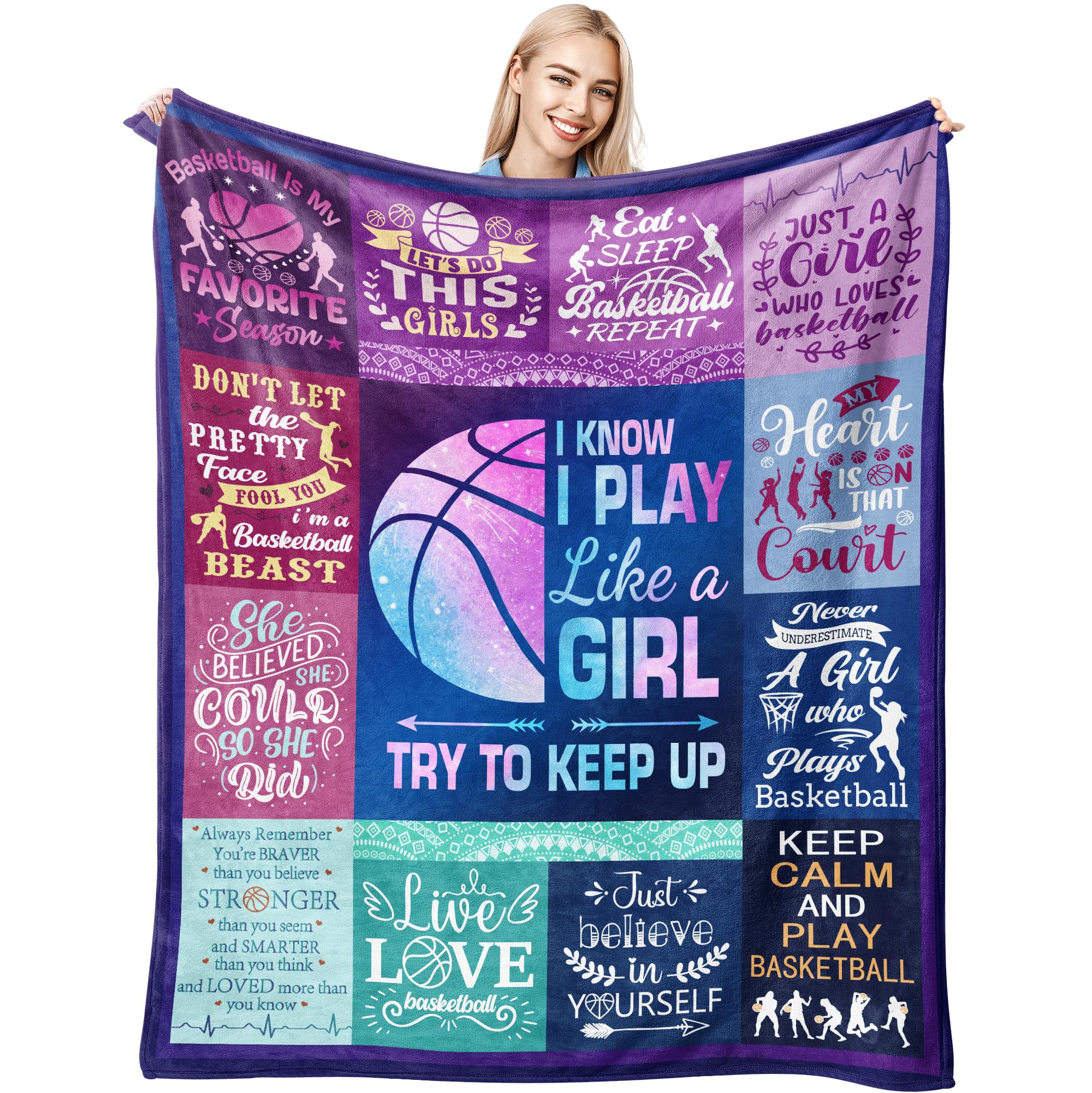 Basketball Gifts Blanket for Girls Soft Lightweight Flannel Basketball Stuff Throw Blanket Merch Basketball Gifts for Basketball Team Lovers 50"x40"