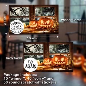 Beshoul Halloween Scratch Off Cards (50 Pack), Halloween Scratcher Tickets, Spooky Party Game for Wedding Baby Shower Birthday Supplies Decorations - A01