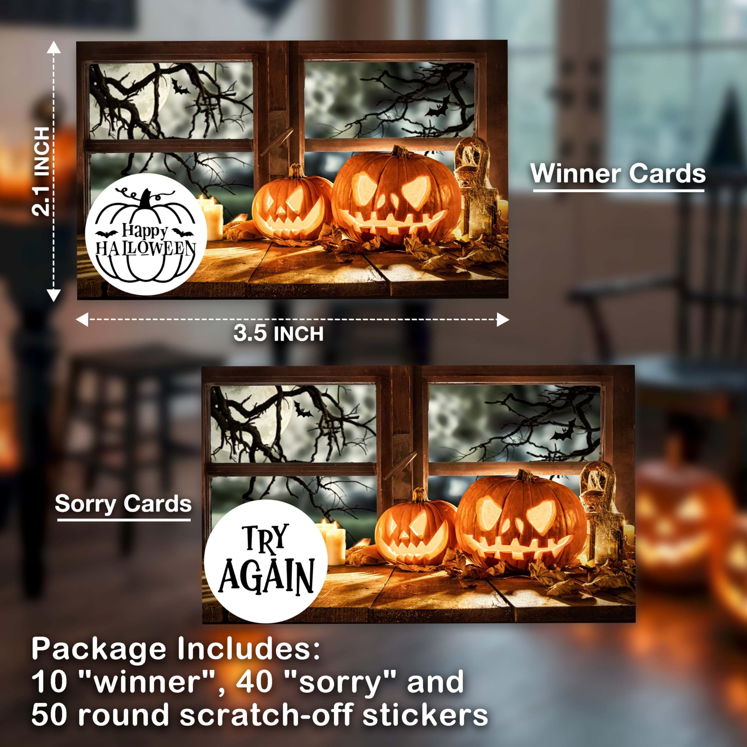 Beshoul Halloween Scratch Off Cards (50 Pack), Halloween Scratcher Tickets, Spooky Party Game for Wedding Baby Shower Birthday Supplies Decorations - A01