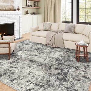 hugear 6x9 machine washable rugs gray large area rug 3d textured rug abstract low pile carpet distressed throw aesthetic rug bedroom living room office dining room kitchen laundry room