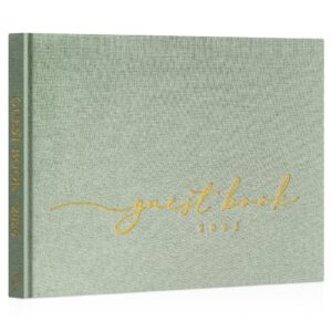 lanpn wedding guest book 2025 - linen hardcover polaroid guestbook wedding reception with 108 blank pages for sign in and photos - guest book for wedding bridal shower baby shower party (sage green)