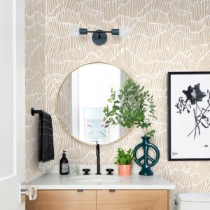 Guvana Beige Wallpaper Peel and Stick Wallpaper Boho Wallpaper Striped Contact Paper Modern Removable Wallpaper Adhesive Wallpaper for Bedroom Bathroom Contact Paper for Cabinets Decor 17.3"x78.7"