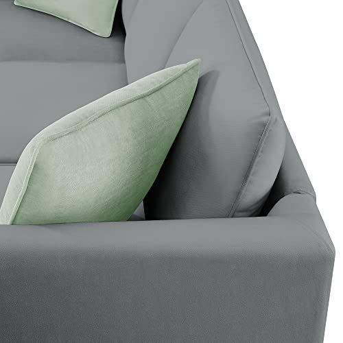 LostCat 112" Sectional Couches for Living Room Sets, 7 Seats Modular Couch with Ottoman, Fabric L Shape Couch with 3 Pillows, Convertible Corner Couch Set, Sectional Sofa Set for Living Room, Grey