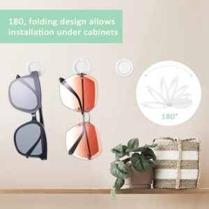 8 Pack Sunglasses Organizer Wall Mounted Sunglasses Holder Hanging Adhesive Sunglass Holder for Wall Round Hanging Eyeglass Holder Wall Hanging Glasses Organizer for Eyeglass Sunglasses Display(White)