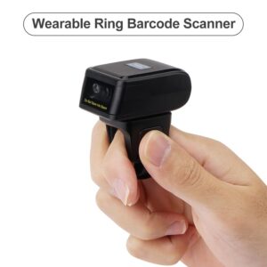 Barcode Scanner,2D Barcode Scanner Portable Finger Handheld Wearable Ring 1D 2D Bar Code Reader Bt+2.4G Wireless and Wired Connection Support for Windows iOS Android Pc Computers Supermarket