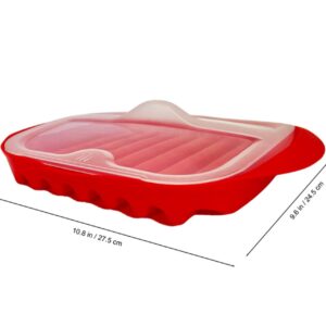 Kanpion Microwave Bacon Tray with Lid - Quick, Crispy Bacon in Minutes, BPA-Free, Easy to Clean, Microwave Bacon Cooker with Cover, Holds 4-5 Strips of Bacon, Healthier Breakfast Option