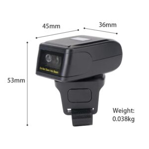 Barcode Scanner,2D Barcode Scanner Portable Finger Handheld Wearable Ring 1D 2D Bar Code Reader Bt+2.4G Wireless and Wired Connection Support for Windows iOS Android Pc Computers Supermarket