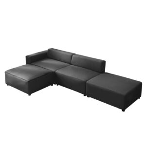 mjkone oversized convertible l shape sectional sofa couch, modular sofa with reversible ottoman, upholstered sectional couch for living room apartment, dark gray