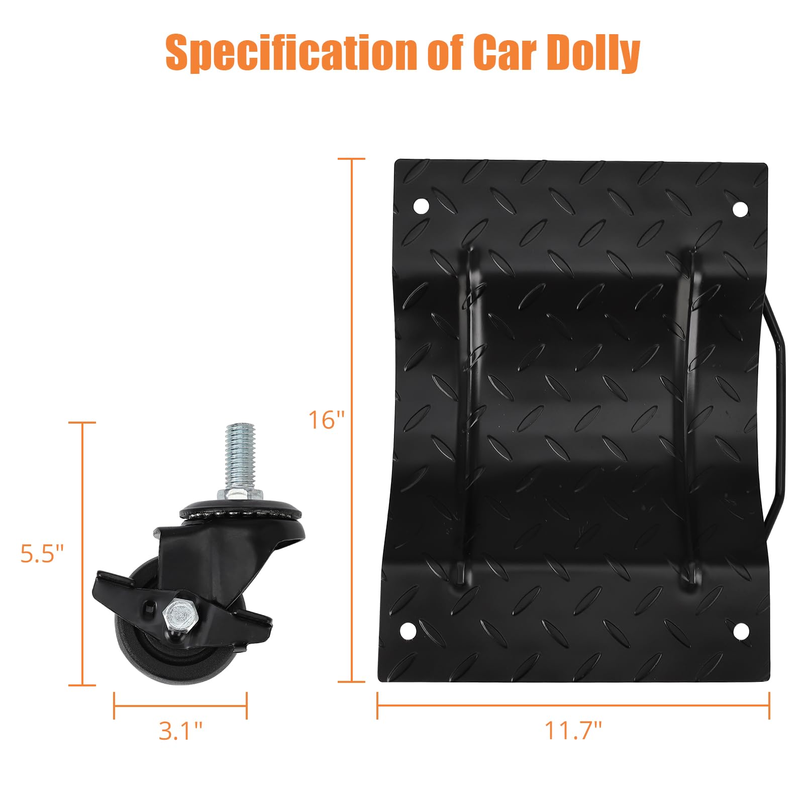 Wheel Car Dollies, GarveeTech Upgraded Nylon Wheel Car Dolly, 6000lbs Capacity, 360 Degree Rotational Car Dolly Set for Moving Cars, Trucks, Trailers, Motorcycles, Bllack