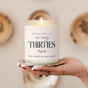 30th Birthday Gifts for Her, in My Thirties Era, 30 Year Old Gifts for Women, Man, Friend, Sister - Handmade Lavender Natural Soy Wax Candle (7oz)