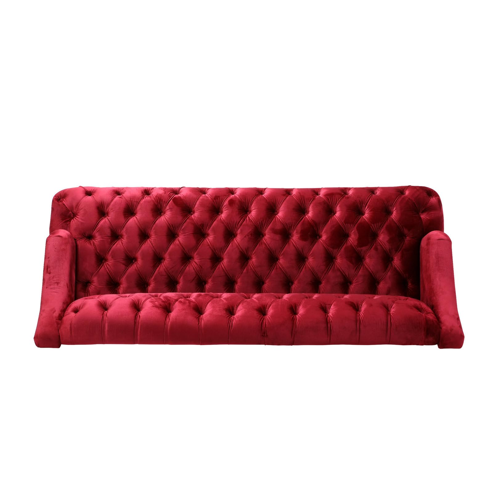 LUMISOL 3-Seat Sofa with Button Tufted for Living Room, Velvet Sofa Couch Furniture with Wooden Legs, Comfy Sofa for Small Space, Wine Red