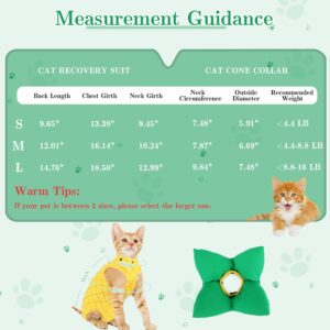 EMUST Cat Recovery Suit Female, Soft Cat Surgical Suit for Abdominal Wounds, Cat Cone Collar Soft After Surgery, Cute Cat Shirt Clothes for Cats Anti Licking Full Bodysuit for Kittens 4-8lb, Yellow, M