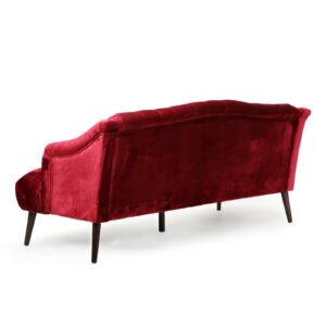 LUMISOL 3-Seat Sofa with Button Tufted for Living Room, Velvet Sofa Couch Furniture with Wooden Legs, Comfy Sofa for Small Space, Wine Red