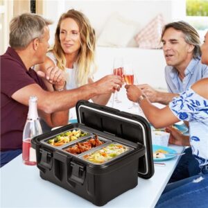 ARLIME 31QT Insulated Food Pan Carrier, Stackable Hot Box w/ 3 PC Food Pans, 8” Deep Top Load LLDPE Food Warmer for Restaurant, Canteen, Catering, Buffet Party, Black (1)