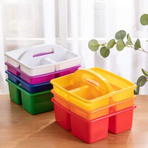 Portable Multiuse Arts Caddies 3 Compartments Storage with Carrying Handle Divided Basket Bin Box