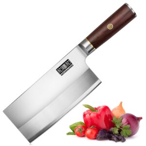 hoshanho ultra sharp cleaver knife, powder steel and high carbon steel chinese cleaver knife, butcher knife with wooden handle, meat cleaver for home and restaurant