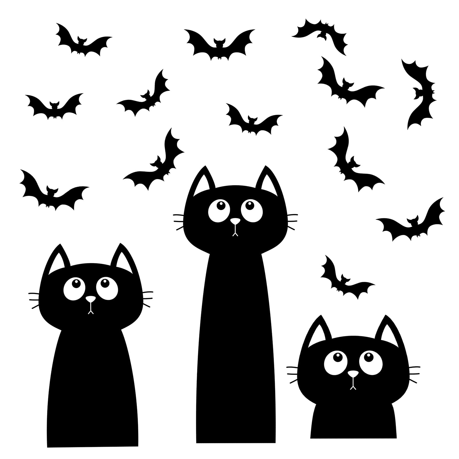 SIKERIC Halloween Black Cat and Bat Window Decals, Spooky Halloween Cat Wall Stickers, Vinyl Halloween Wall Murals, Peel and Stick Halloween Window Decor Art, Halloween Cat Window Clings Decorations