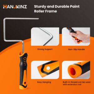 HANJKINZ Paint Tray, 11 Pcs, 6 inch Paint Tray Kit with Disposable Tray Liners and 6 Inch Paint Roller Frame, 9x12 Plastic Feet Drop Cloth for Painting