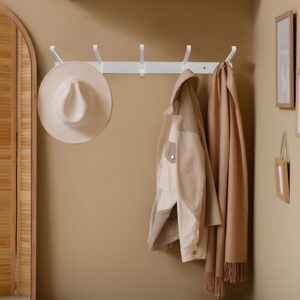 STAOVA 2 Pack Coat Rack Wall Mount,17.3 in Wall Hooks for Hanging, Coat Hanger Wall Mount Towel Rack Hat Rack for Wall with 10 Hooks for Entryway, Bedroom, Bathroom (White)