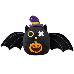 halloween stuffed animal, black bat plush pillow toy, 10-inch super soft cute bat with big wings and pumpkin stuffed animals for kids adult