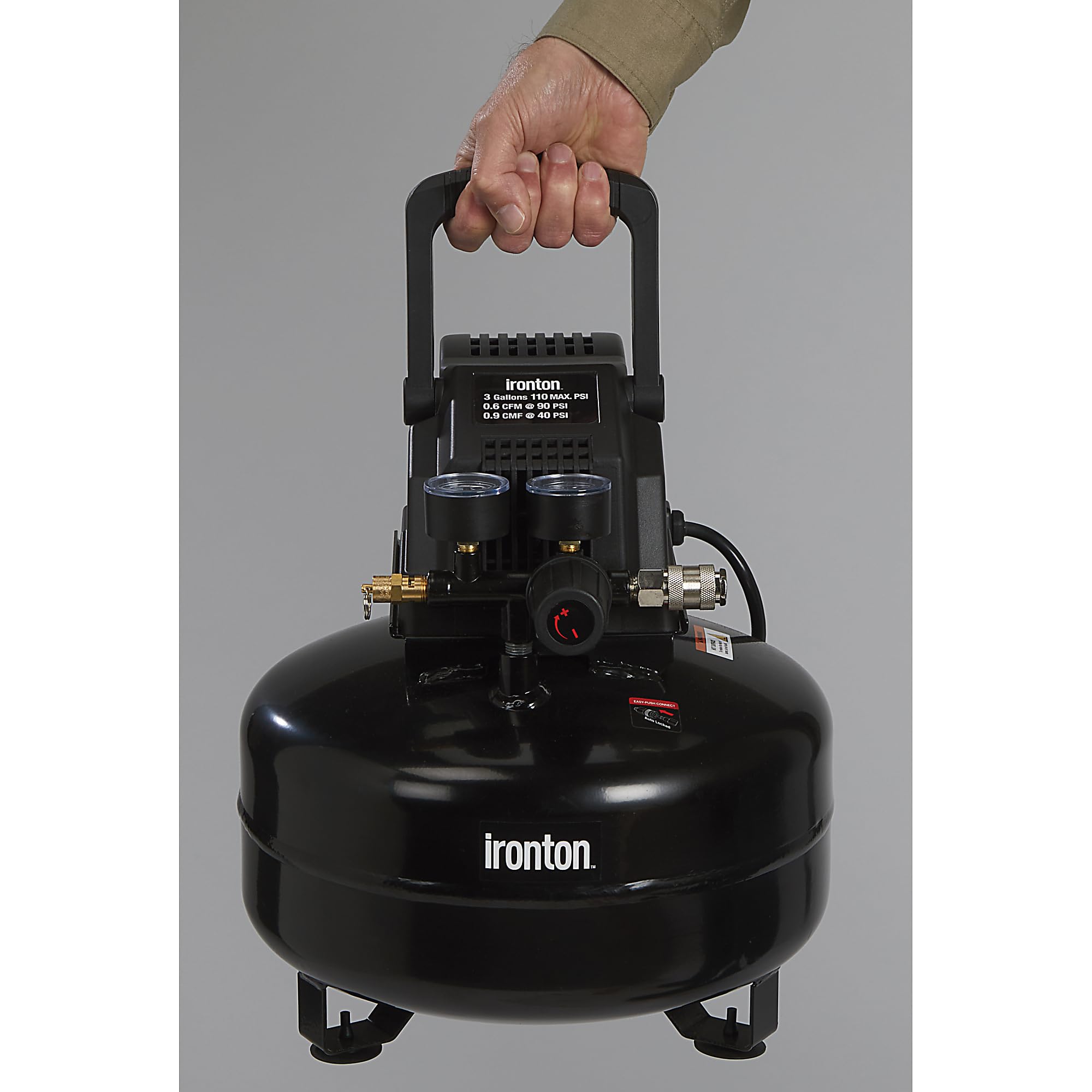 Ironton Oil-Free Pancake Air Compressor, 0.3 HP, 3 Gallons, 110 PSI