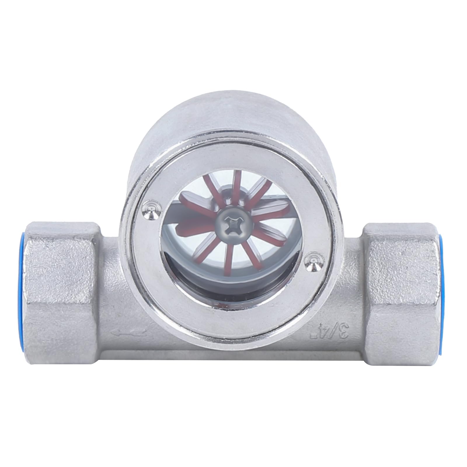 TFCFL 3/4" NPT Stainless Steel 304 Sight Water Flow Indicator with Plastic Impeller 362Psi 2.5MPa, Flowmeters Pipe Accessories