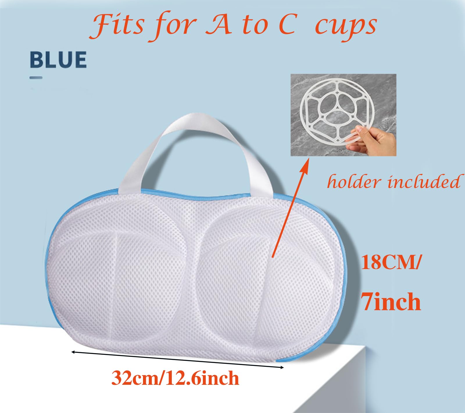 3 Pcs Lingerie Bag Underwear Bra Washing Bags Set for Washing Machine With Zipper Women Delicates，Bra Washing Bags for Laundry -bule(A to C Cups)