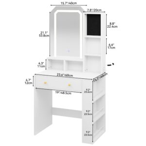 YITAHOME Vanity Desk with Adjustable LED Mirror, Jewelry Organizer, and Ample Storage Options for Bedroom and Dressing Room