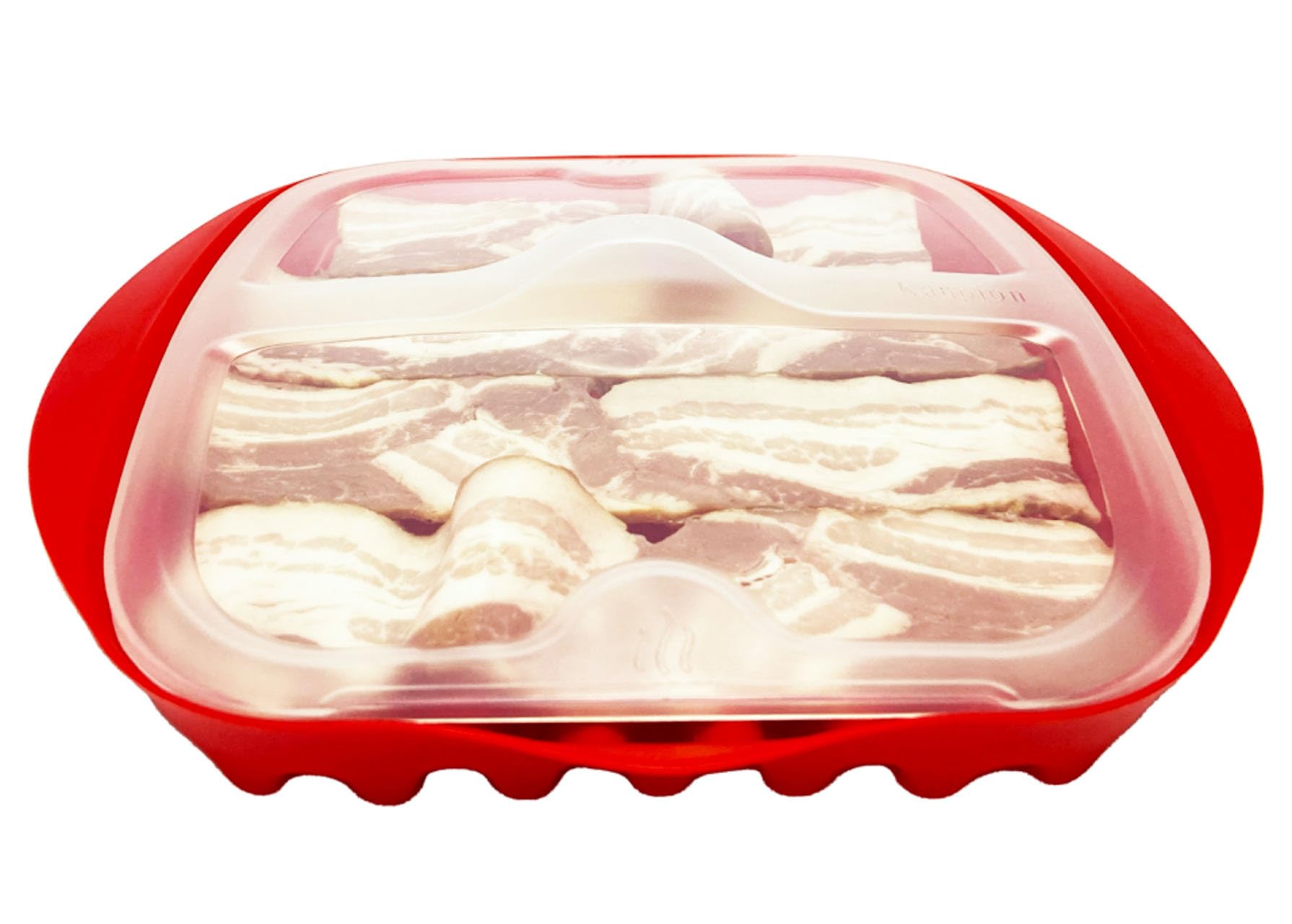 Kanpion Microwave Bacon Tray with Lid - Quick, Crispy Bacon in Minutes, BPA-Free, Easy to Clean, Microwave Bacon Cooker with Cover, Holds 4-5 Strips of Bacon, Healthier Breakfast Option