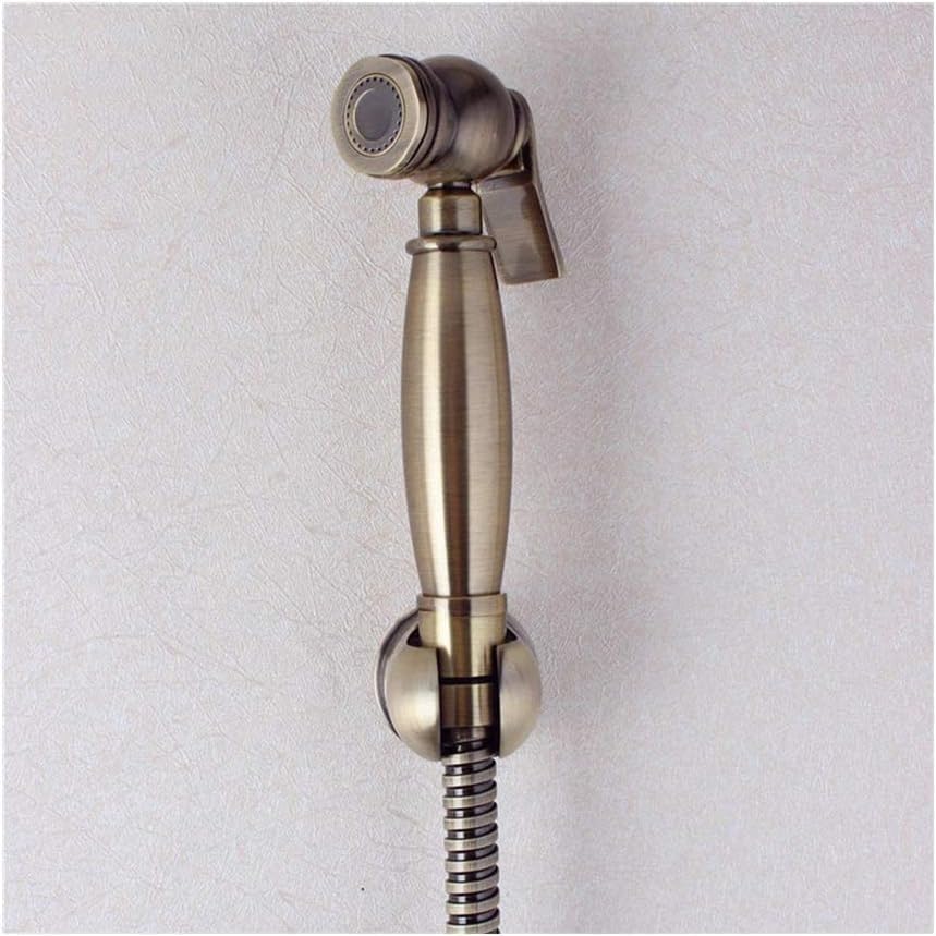 Antique Hand Shower Handheld Brass Bidet Sprayer with 150cm Stainless Steel Hose and Brass Holder for Private Hygiene and Potty Toilet Spray