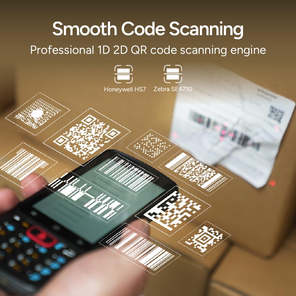 MEFERI Android Barcode Scanner ME40K, Equip with SE4710 Zebra Scanner, 4”Screen 4+64GB 5180mAh, Android 12 PDA Handheld Computer with Keypad Qualcomm CPU, 1D/2D/QR, Rugged 4G GPS NFC, PDA for WMS