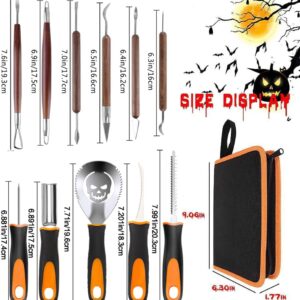 EIKEJI Pumpkin Carving Kit with Stencils, 11 Pcs Professional Carving Tools with 10 Pumpkin Carving Stencils, Heavy Duty Stainless Steel Pumpkin Carving Set for Halloween Decoration Jack-O-Lanterns