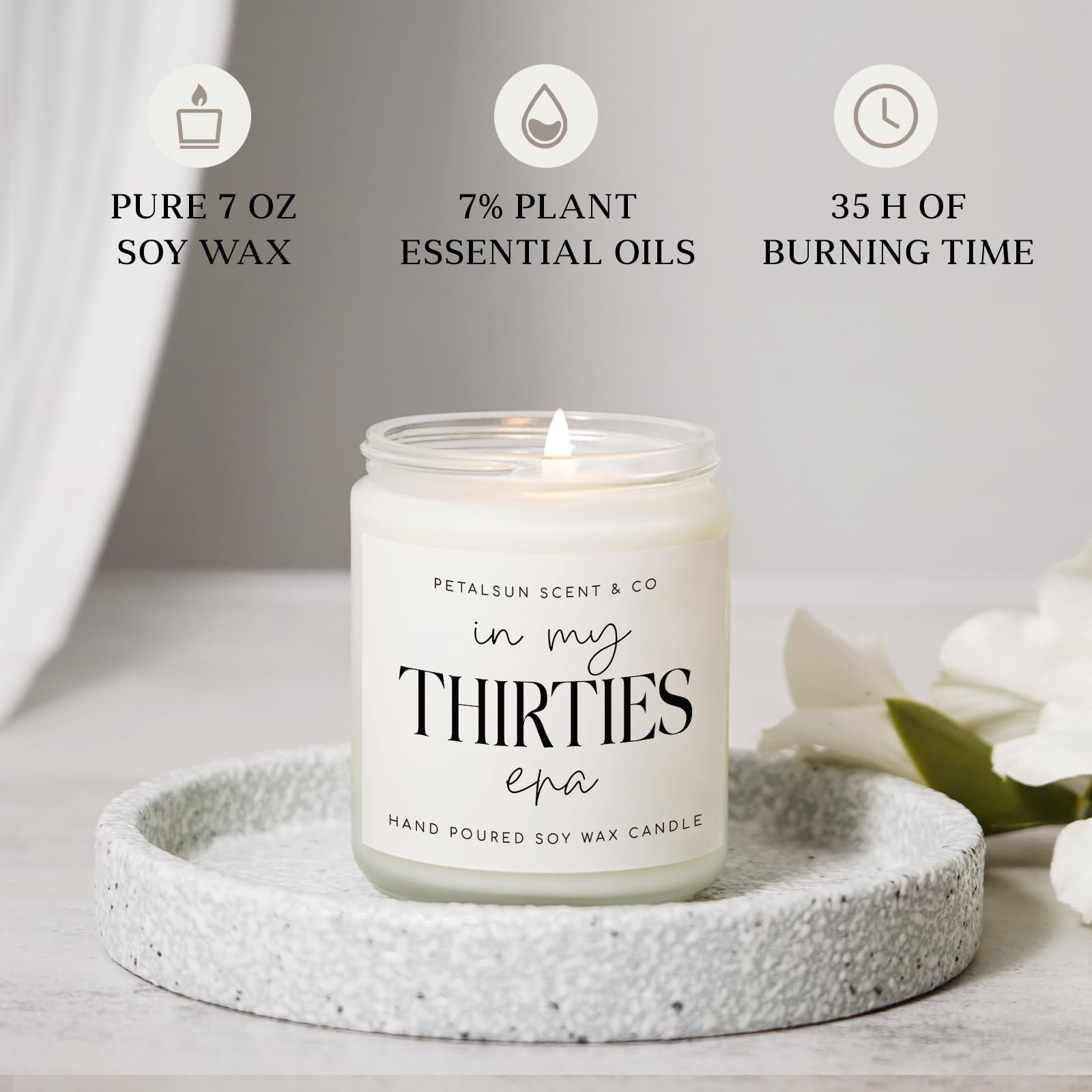 30th Birthday Gifts for Her, in My Thirties Era, 30 Year Old Gifts for Women, Man, Friend, Sister - Handmade Lavender Natural Soy Wax Candle (7oz)